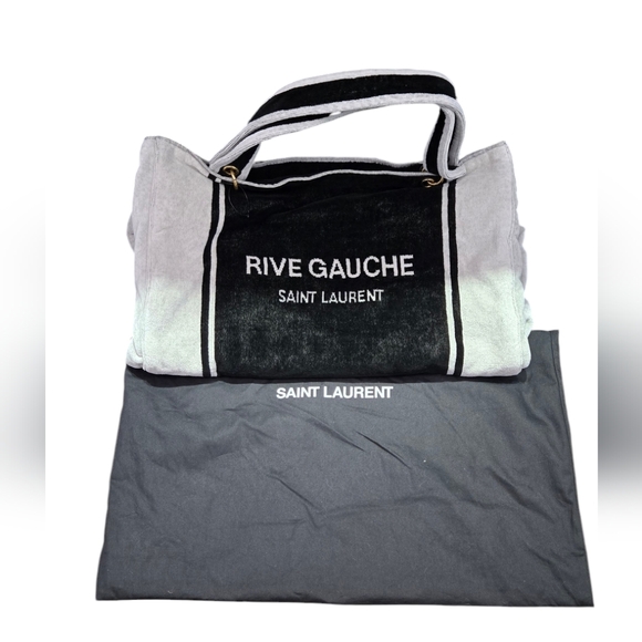 Saint Laurent Rive Gauche Cabas Towel Bag in Black & White - Picture 1 of 5